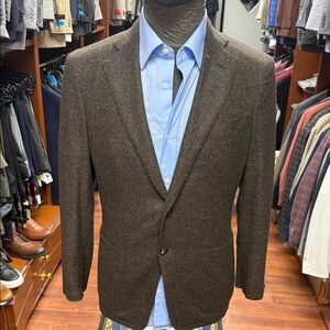 Brooks Brothers Dark Brown Blazer, cashmere , silk and wool .